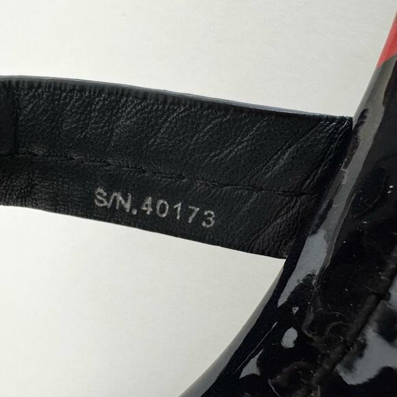 Tory Burch Miller Sandal Slippers Navy Tea Rose Patent Leather Logo 7.5M - Picture 11 of 12